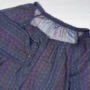 AMERICAN EAGLE Womens Sheer Chiffon Peasant Blouse Tunic 3/4 Sleeve Boatneck‎ M